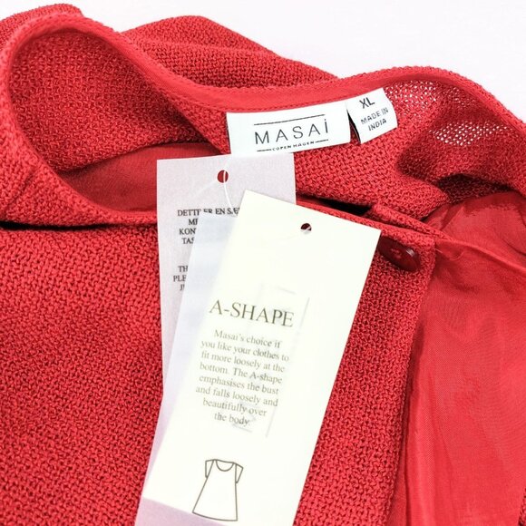 MASAI Cardigan Jacket Red Juna A Shape Satin Ruffle Detail XL NWT - Picture 10 of 13